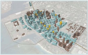 This drawing depicts planned development in Kakaako in Honolulu. (Photo: Courtesy of Hawaii Community Development Authority) - Anita Hofschneider