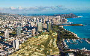 The Waiea condominium tower will be built on the site of a parking lot (1 on the picture), while Anaha will take the former Pier I site (labelled as 2). The yellow highlight indicates the Howard Hughes properties in Kakaako. Photos: Images Courtesy The Howard Hughes Corporation