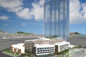 This rendering shows The Collection, A&B Properties' planned 466-unit mixed-use condominium project it plans to build on the former CompUSA site in Honolulu's Kakaako neighborhood.